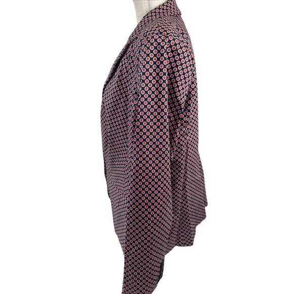 Michael Kors Womens Blazer Jacket Size 14 Blue/Red Geometric Circle Print - Picture 2 of 10